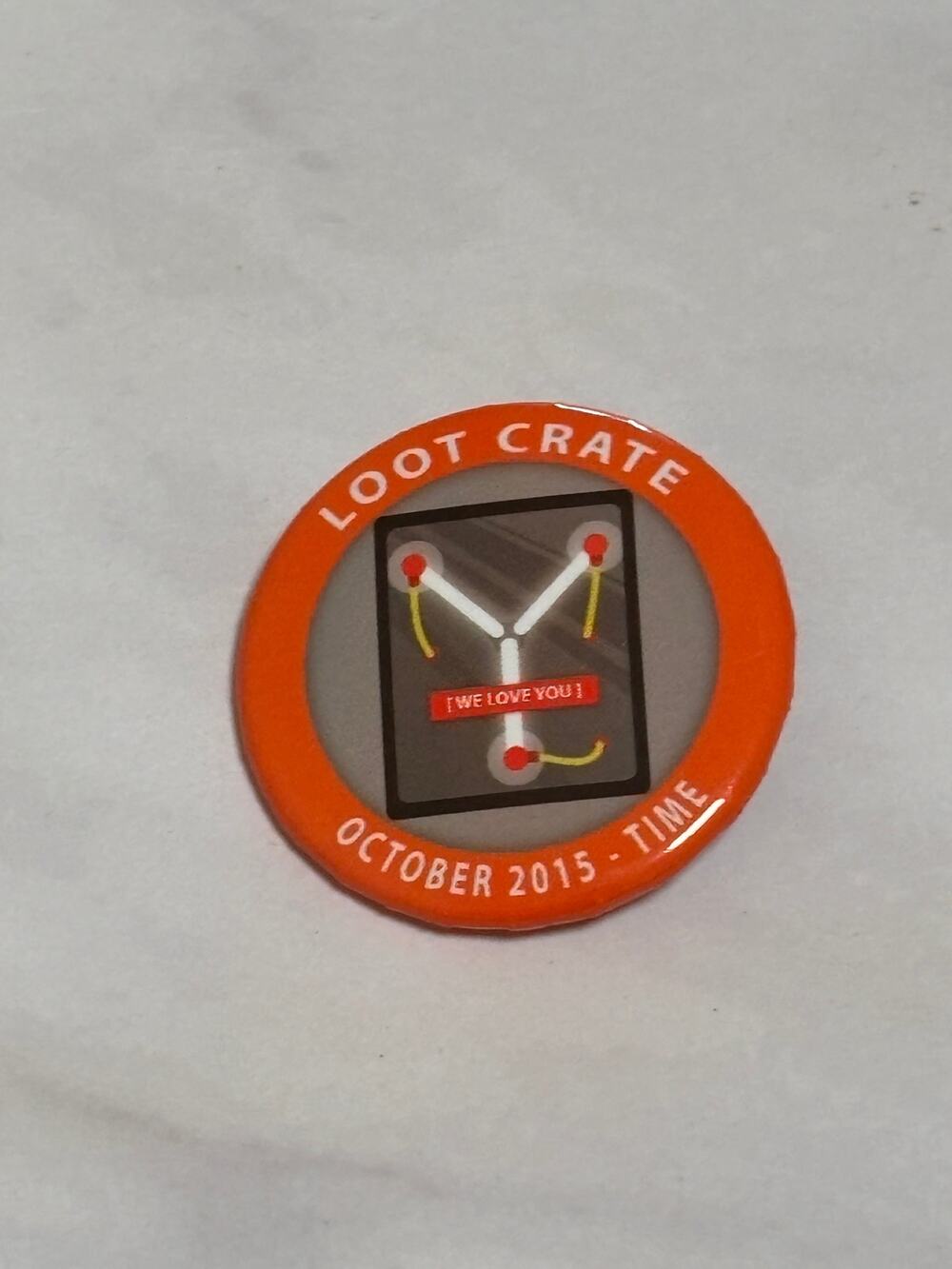 Loot Crate October 2015 Time Back to Future Flux Capacitor Button Badge Pin